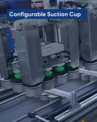 high-speed can packaging, vacuum suction cups, robotic case packing, VMECA UK supplier, automated can handling